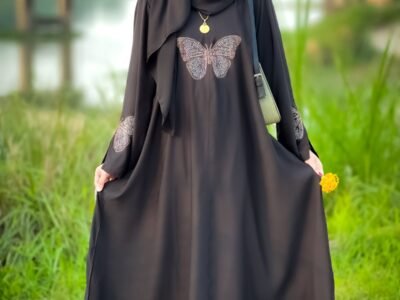 Butterfly Borka – Premium Dubai Cherry Fabric